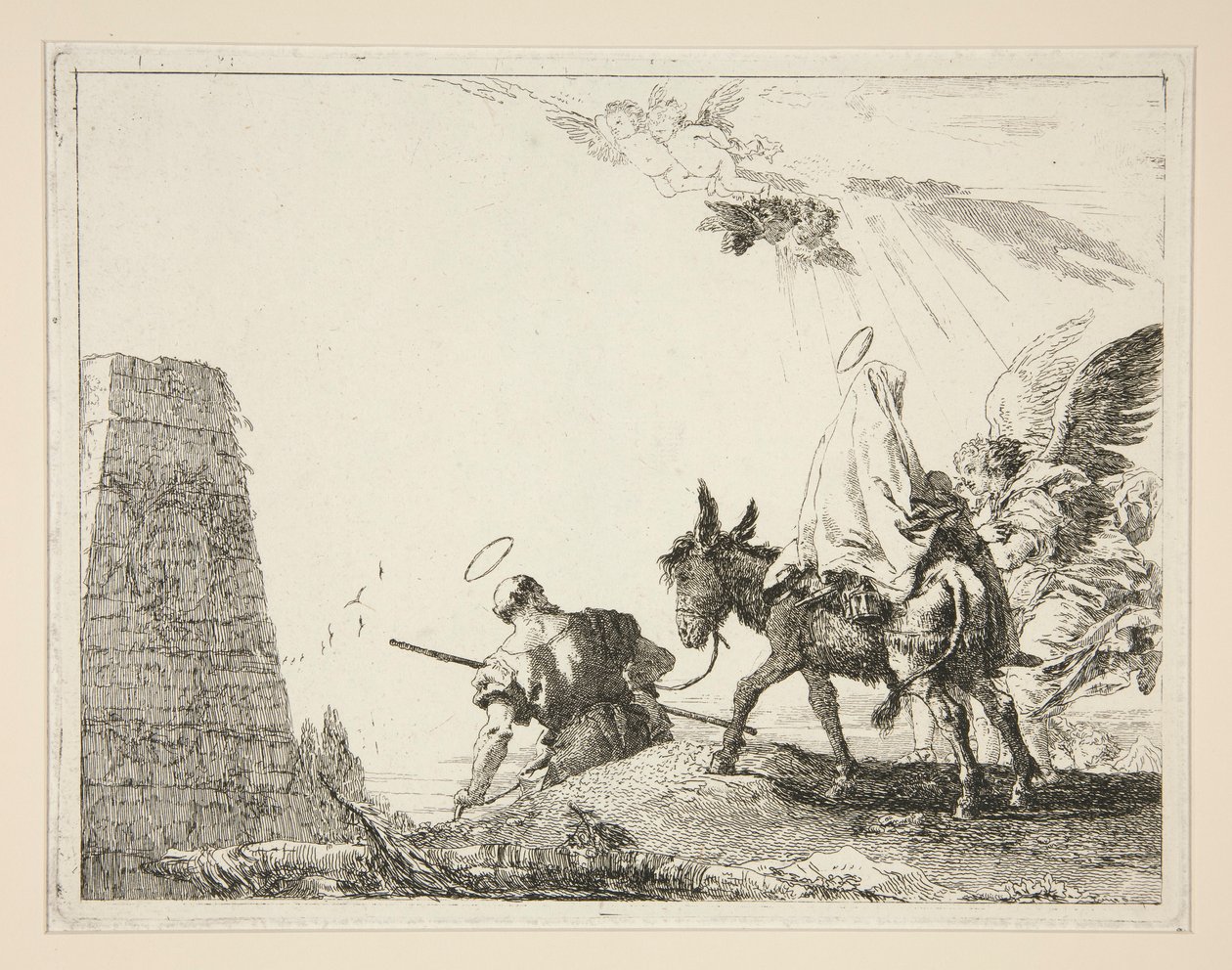 A Sagrada Família Passando uma Pirâmide, da série Idee pittoresche sopra la fuga in Egitto (Flight into Egypt) de Giovanni Domenico Tiepolo