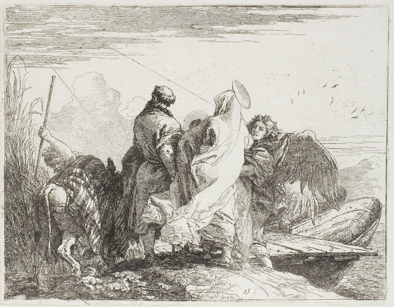 A Sagrada Família Saindo do Banco, placa quinze de A Fuga para o Egito de Giovanni Domenico Tiepolo
