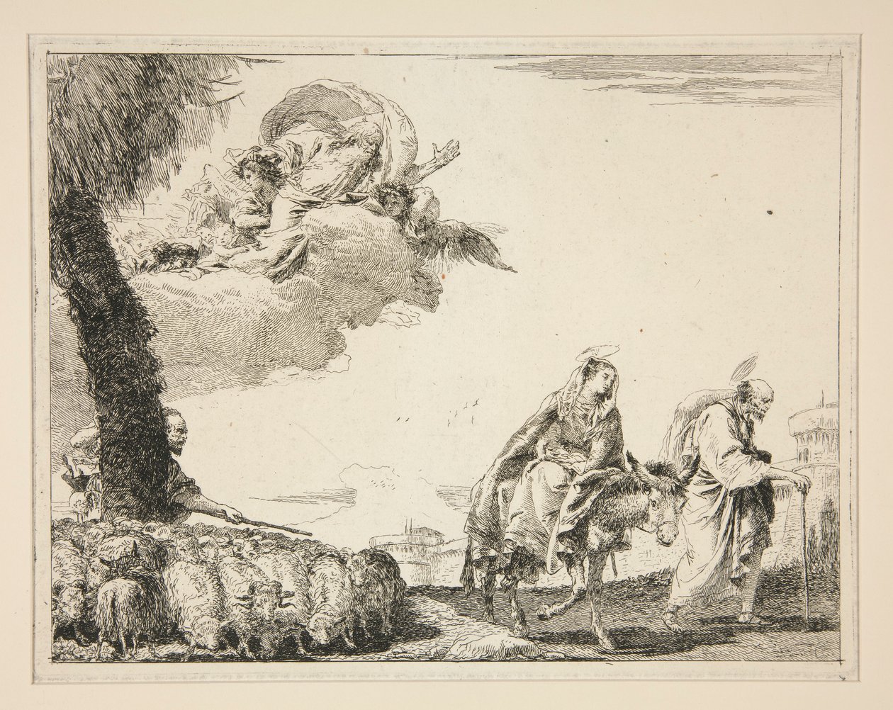 A Sagrada Família, da série Idee pittoresche sopra la fuga in Egitto (Voo para o Egipto) de Giovanni Domenico Tiepolo