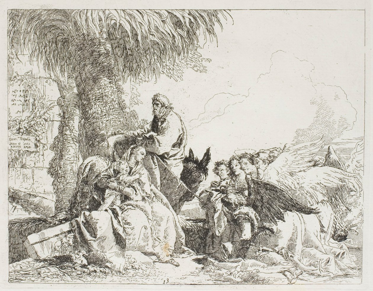 O Descanso na Fuga, placa treze de A Fuga para o Egito de Giovanni Domenico Tiepolo
