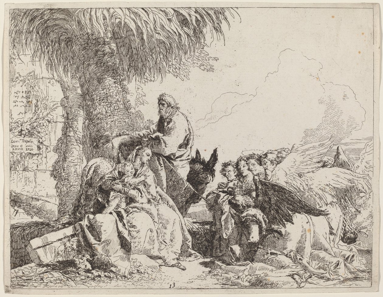 O descanso no vôo, com anjos adoradores de Giovanni Domenico Tiepolo