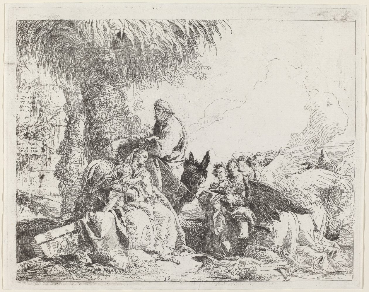 O descanso no vôo, com anjos adoradores de Giovanni Domenico Tiepolo