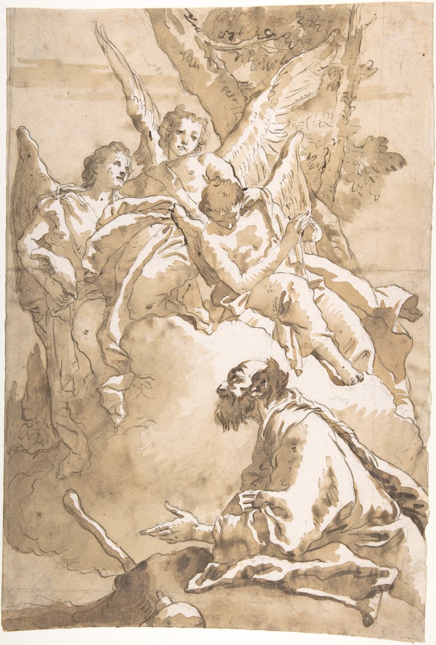 Os Três Anjos que apareceram a Abraão junto aos carvalhos de Mamre de Giovanni Domenico Tiepolo