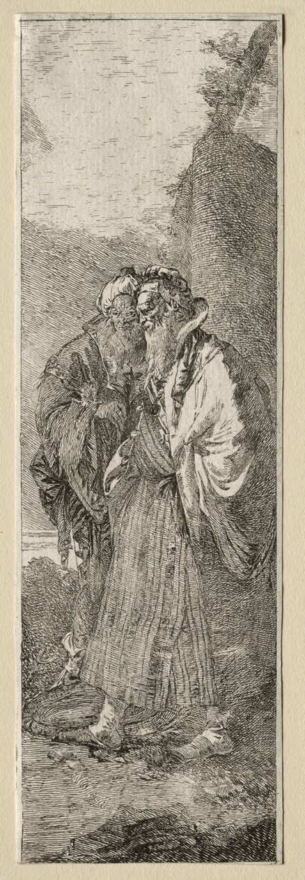 Dois velhos em uma paisagem. de Giovanni Domenico Tiepolo