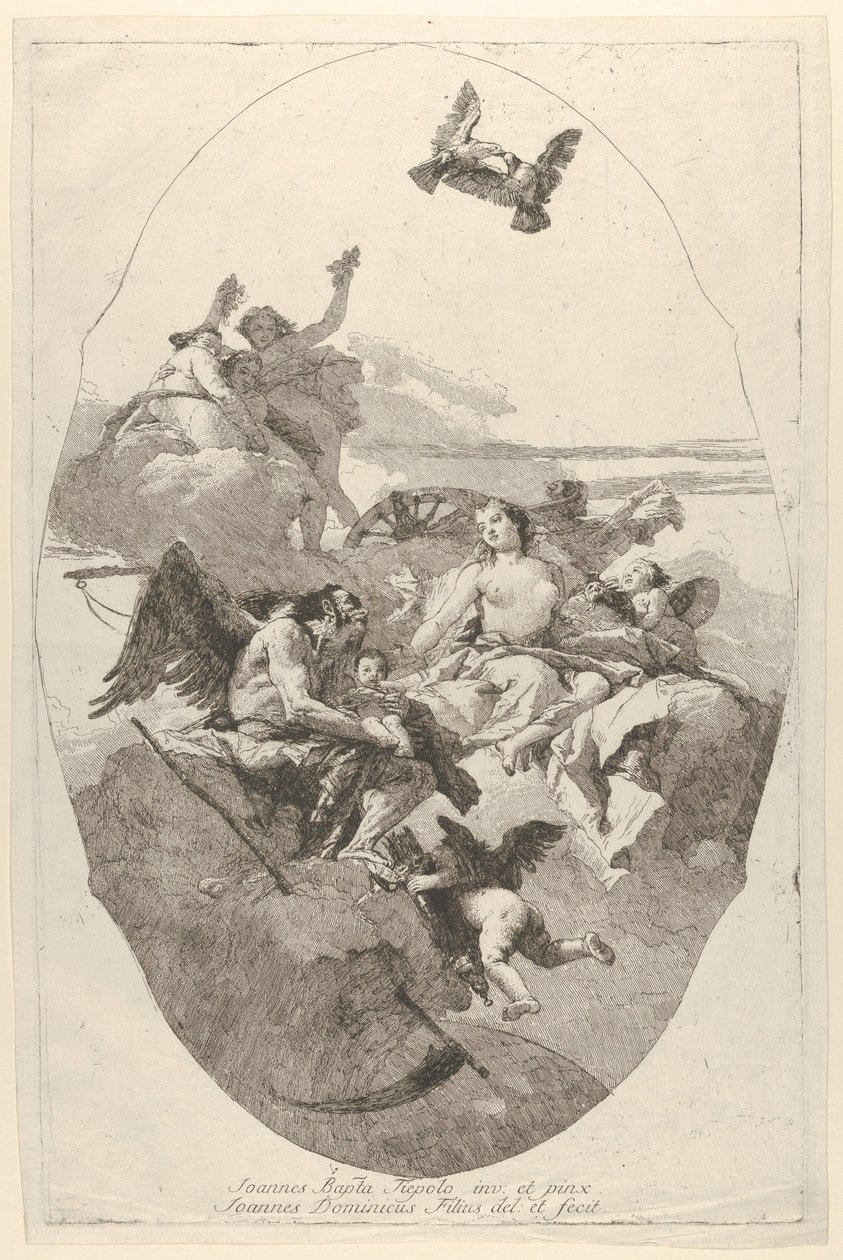 Vênus confiando Cupido ao Tempo, 1758-80. de Giovanni Domenico Tiepolo