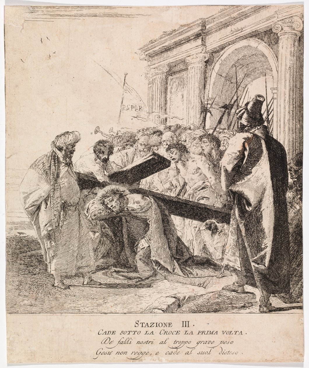 Via crucis - Estação III. Jesus cai pela primeira vez de Giovanni Domenico Tiepolo