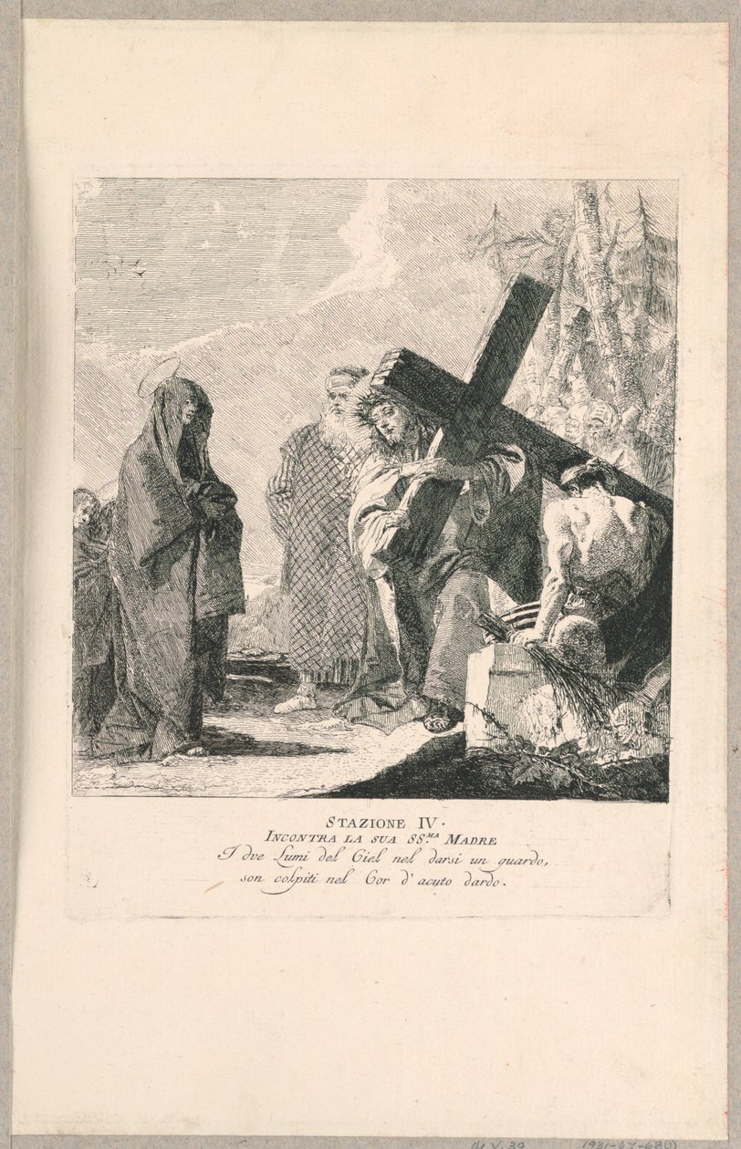 Via crucis - Estação IV, ele encontra sua mãe de Giovanni Domenico Tiepolo