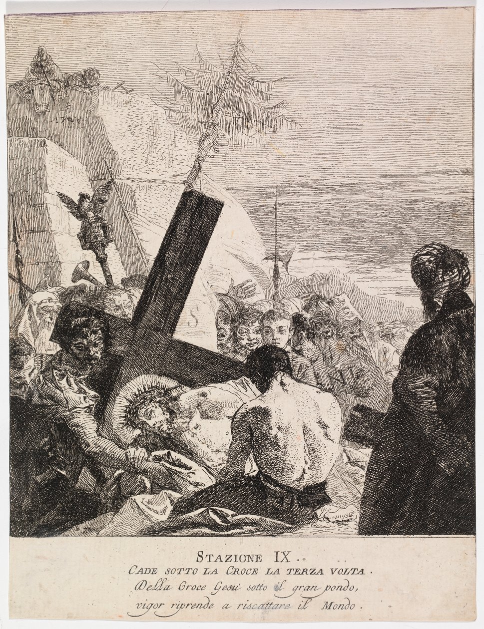 Via crucis - Estação IX. Jesus cai pela terceira vez de Giovanni Domenico Tiepolo