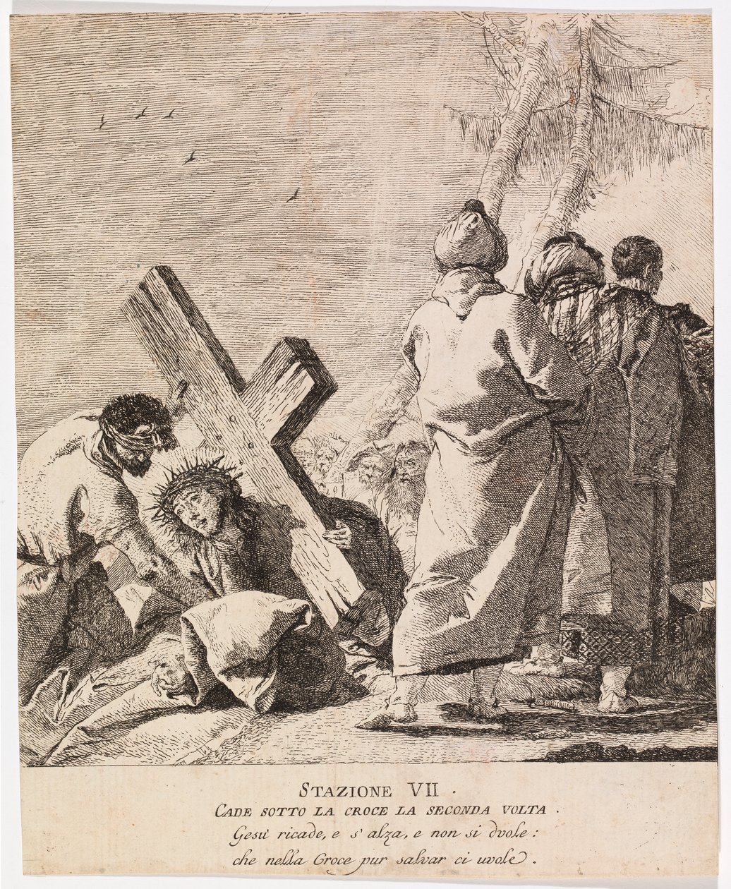 Via crucis - Estação VII. Jesus cai pela segunda vez de Giovanni Domenico Tiepolo