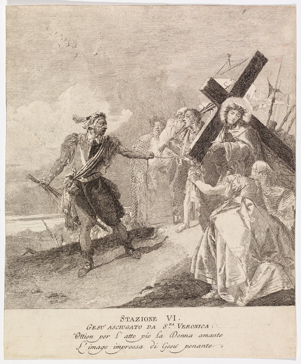 Via crucis - Estação VI. Verónica enxuga o rosto de Jesus de Giovanni Domenico Tiepolo