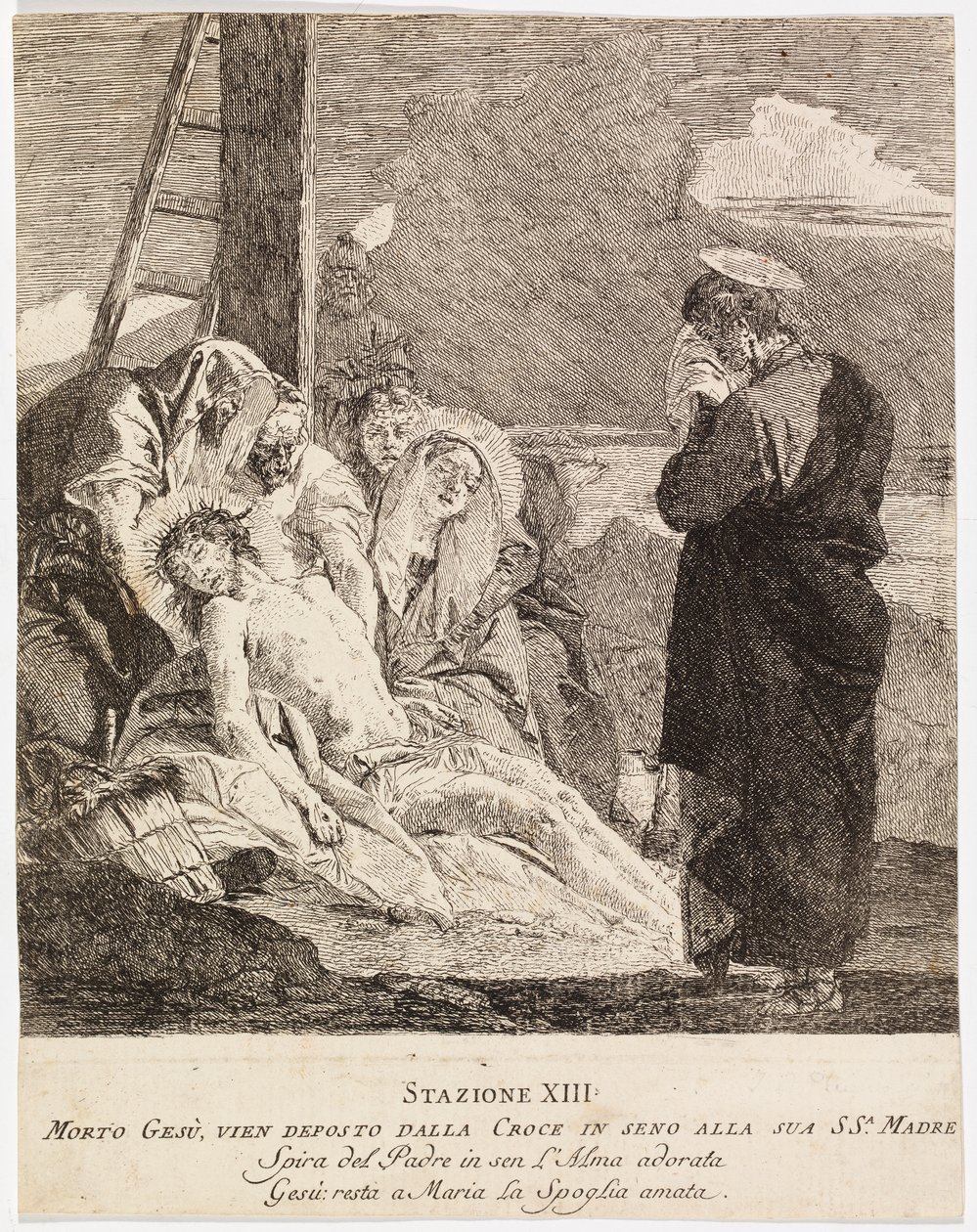 Via crucis - Estação XIII. Jesus é descido da cruz de Giovanni Domenico Tiepolo