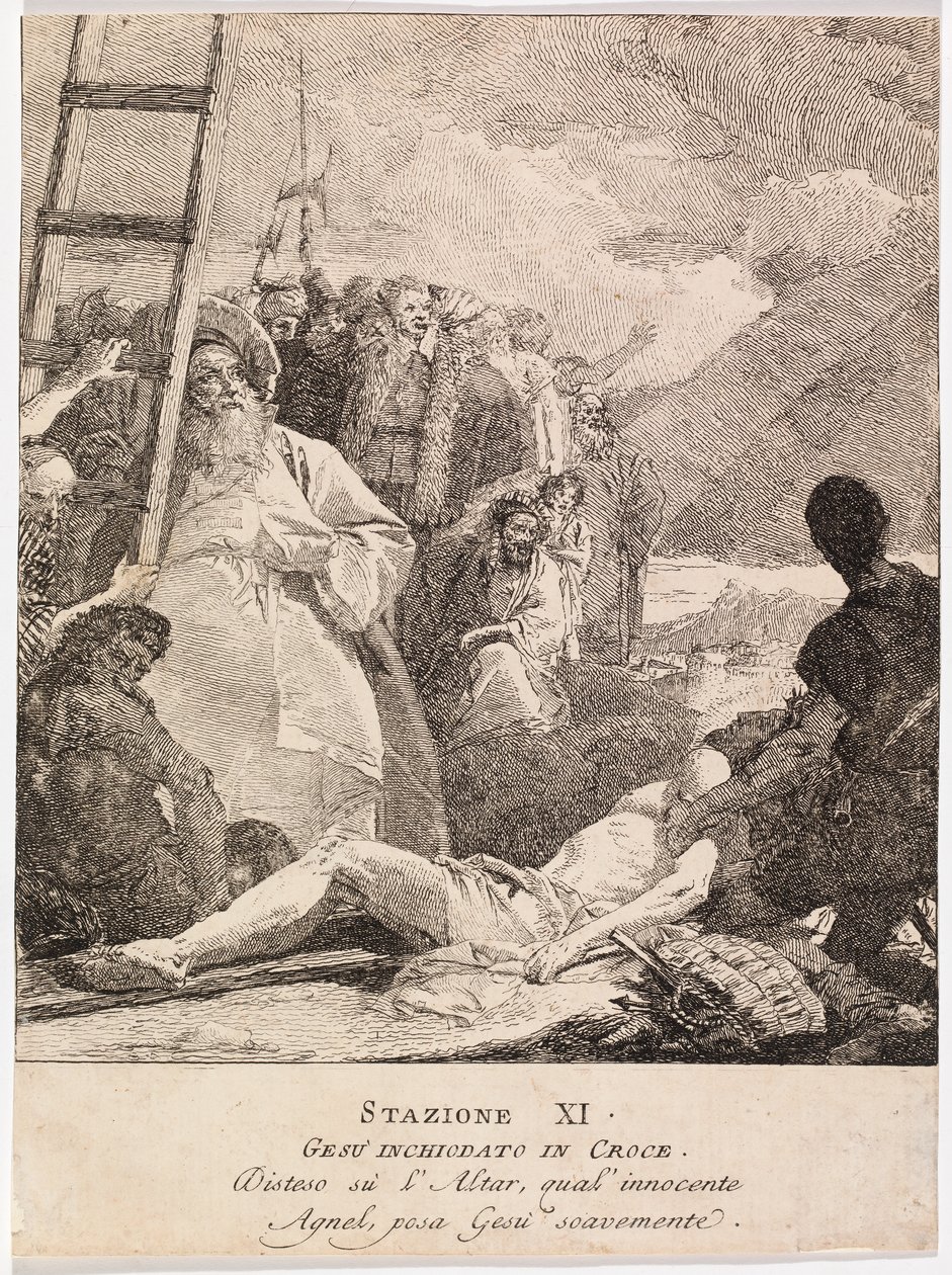 Via crucis - Estação XI. Jesus é pregado na cruz de Giovanni Domenico Tiepolo