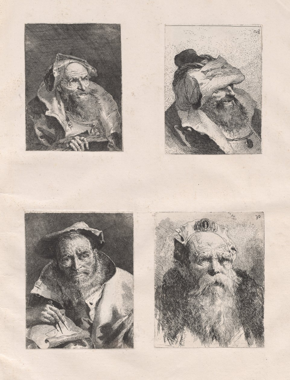 Coleção de cabeças (Partes I e II) de Giovanni Domenico Tiepolo, after Giovanni Battista Tiepolo