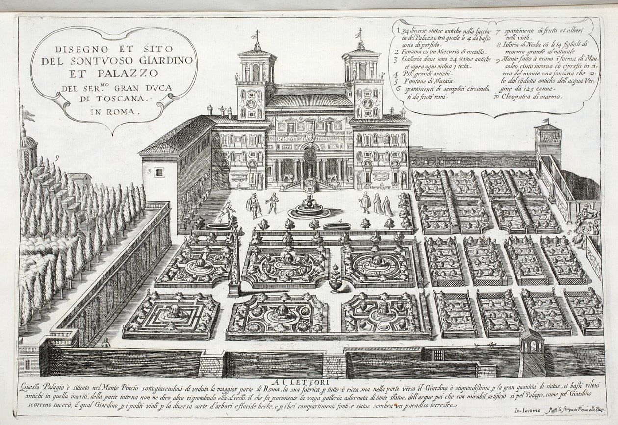 Vista, de, a, jardins, e, palácio, de, a, duque grande, de, tuscany, roma de Giovanni Domenico de