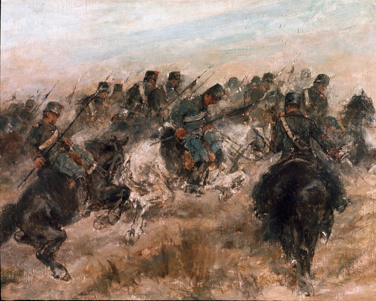 Campanha da Itália 1859: "A carga da cavalaria piemontese" Pintura de Giovanni Fattori (1825-1908) Roma, Galleria Nazionale d