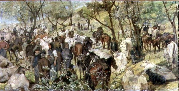 Mercado de Gado na Maremma de Giovanni Fattori