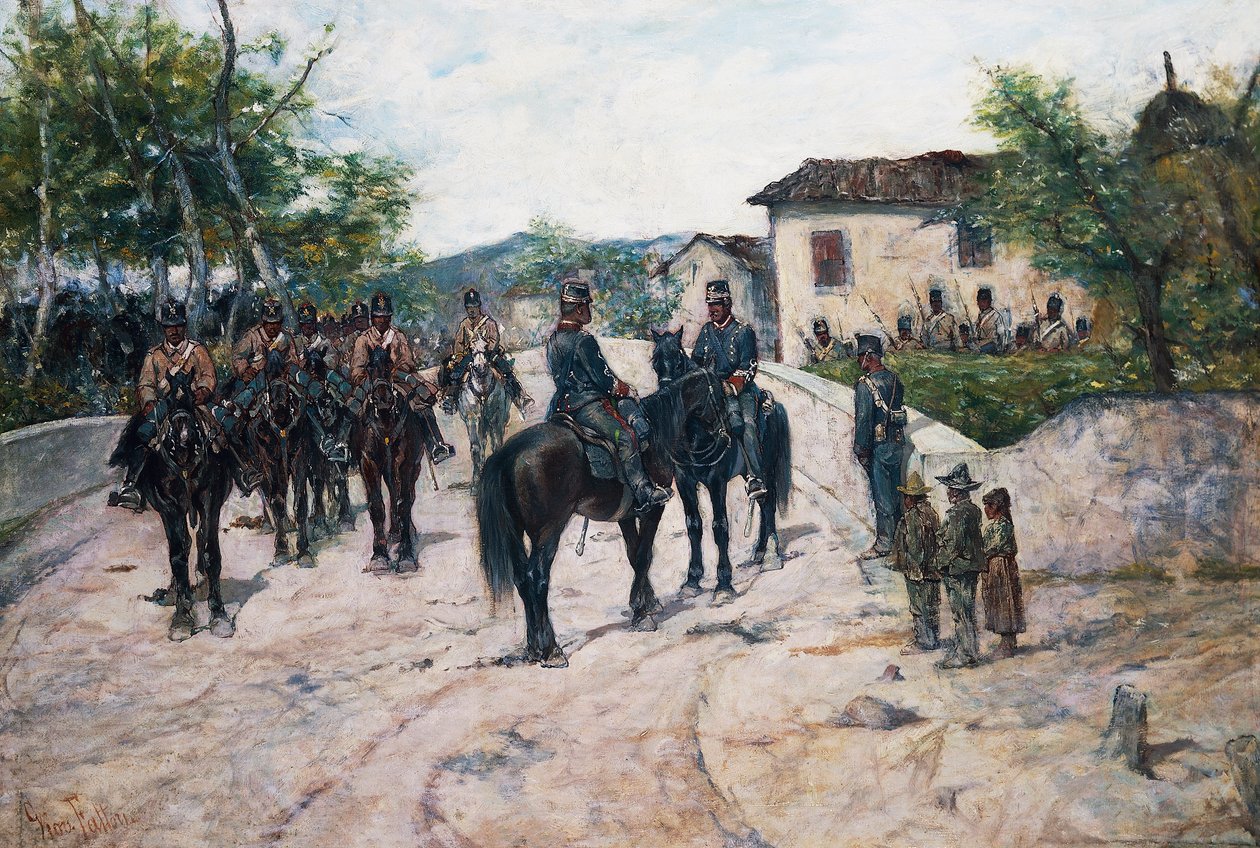 Parada de cavalaria, ca 1890, de Giovanni Fattori, óleo sobre tela, 55x80 cm de Giovanni Fattori