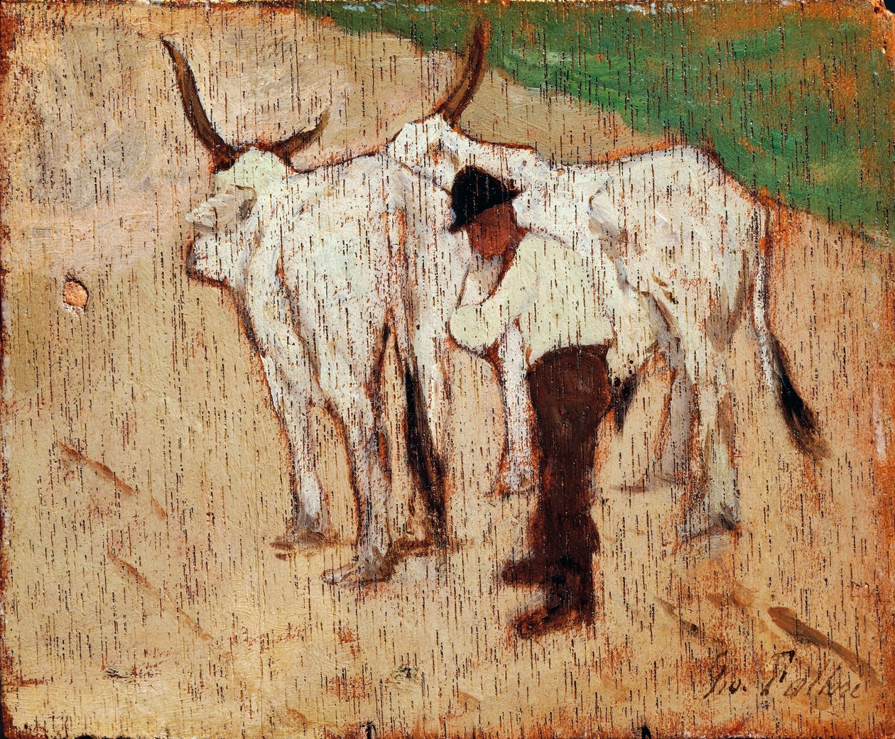 Pastor e gado, de Giovanni Fattori (1825-1908), óleo sobre painel de Giovanni Fattori