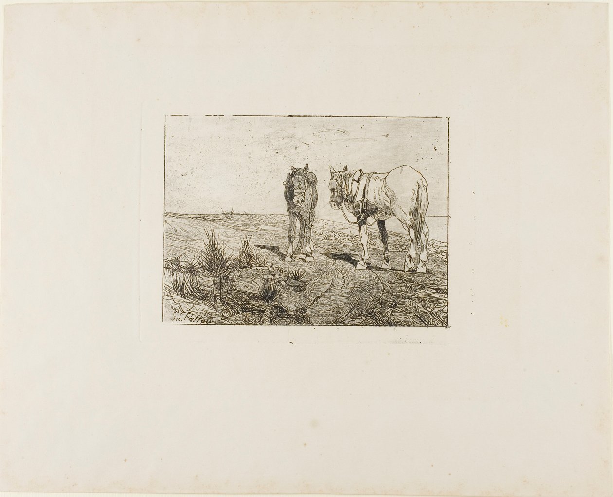 Descanso dos cavalos de Giovanni Fattori