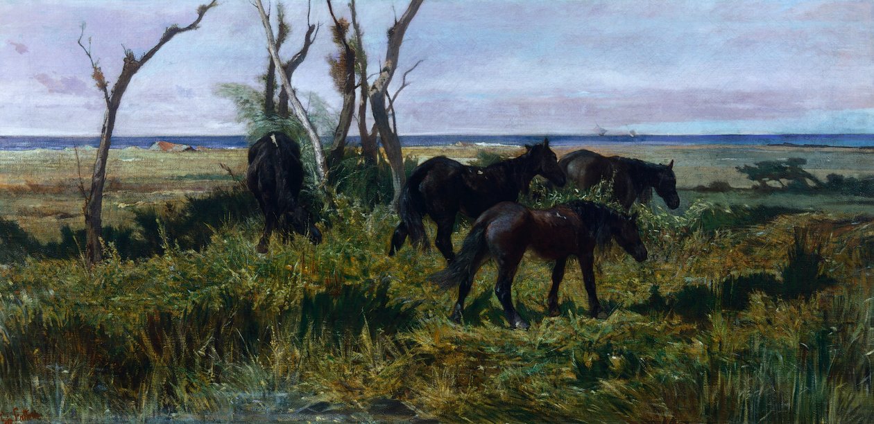 Cavalos pastando, de Giovanni Fattori (1825-1908) de Giovanni Fattori
