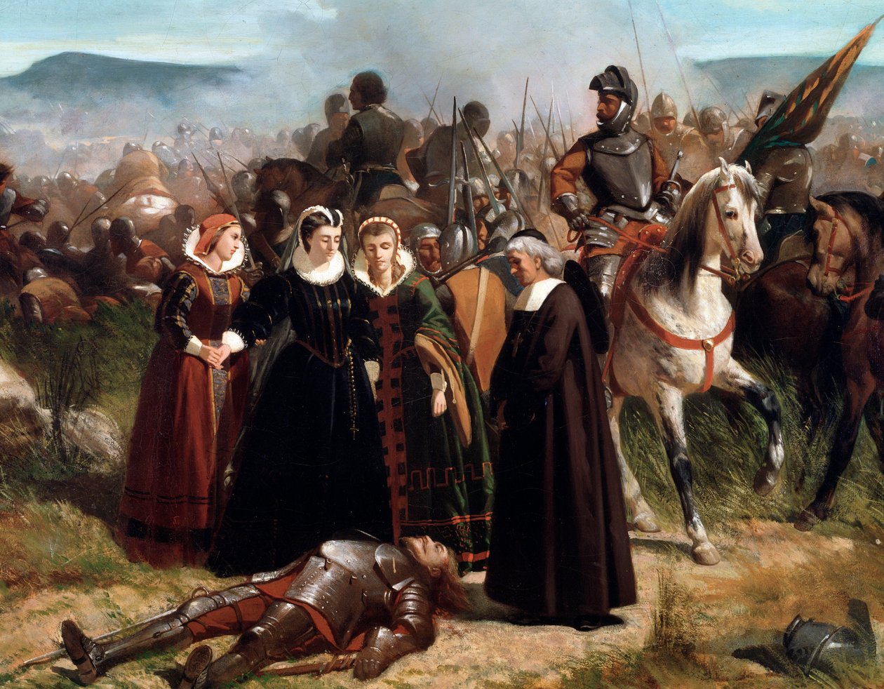 Mary Queen of Scots, na Batalha de Langside, lutou a 13 de Maio de 1568. detalhe - Pintura de Giovanni Fattori