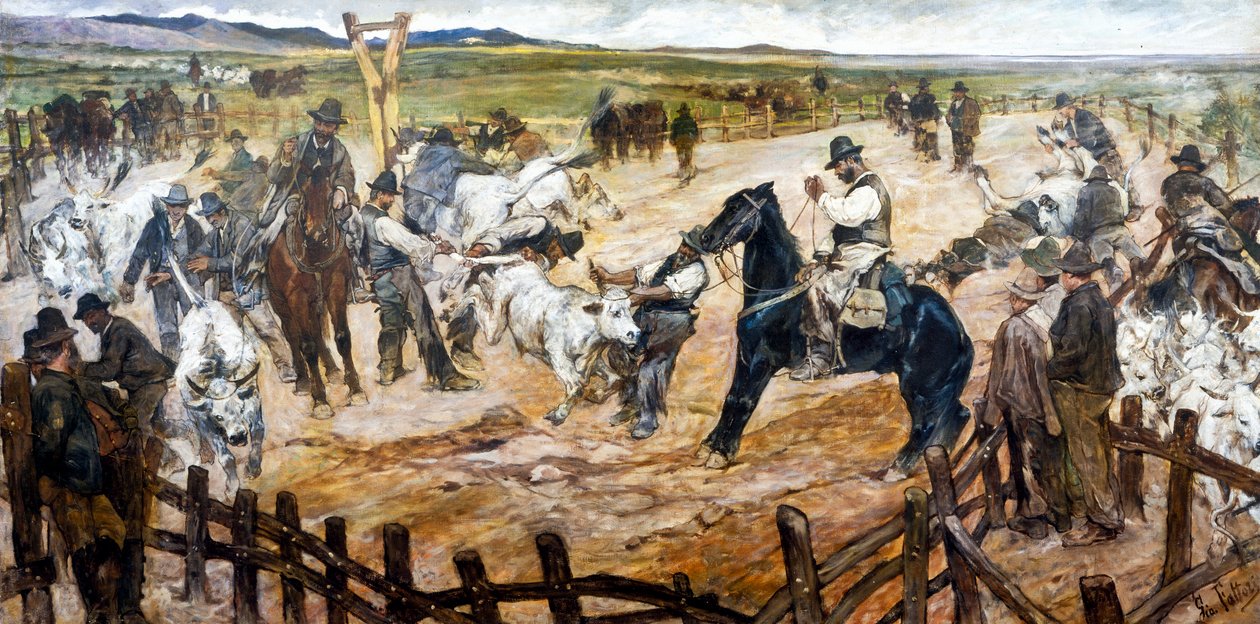 Mena in Maremma, c.1890-91 (óleo sobre tela) de Giovanni Fattori