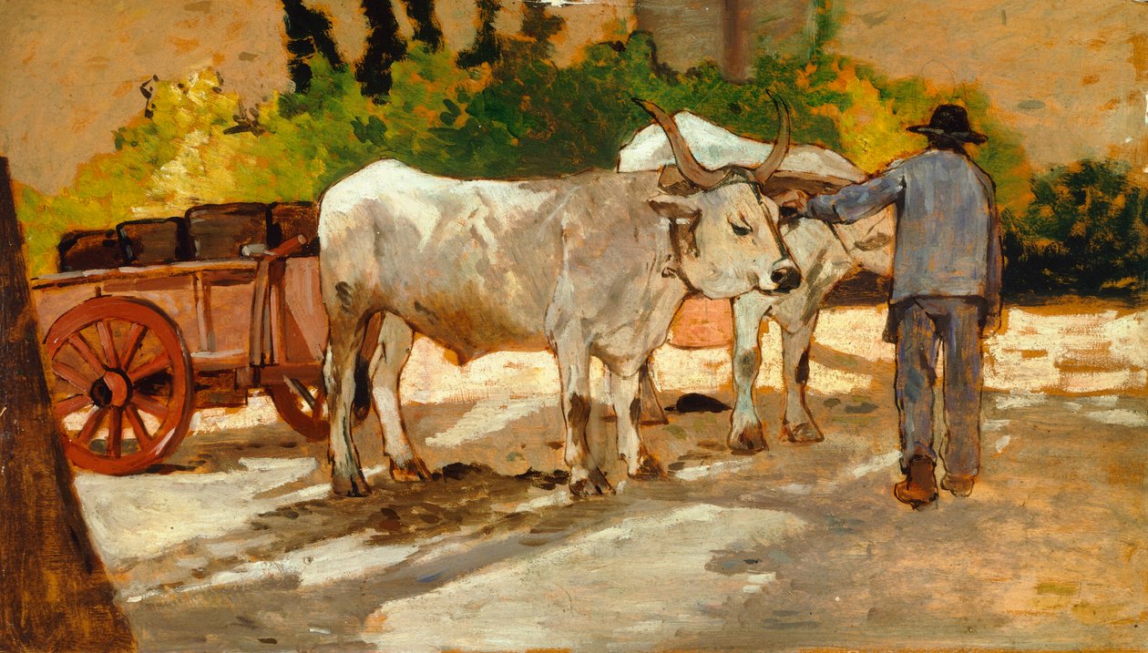 Bois no pátio, de Giovanni Fattori (1825-1908) de Giovanni Fattori