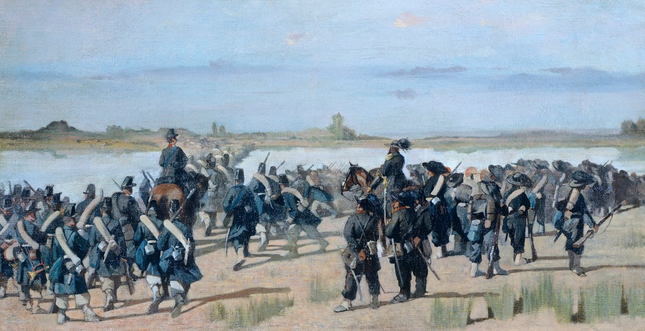 Passando o Rio Mincio, de Giovanni Fattori (1825-1908) de Giovanni Fattori