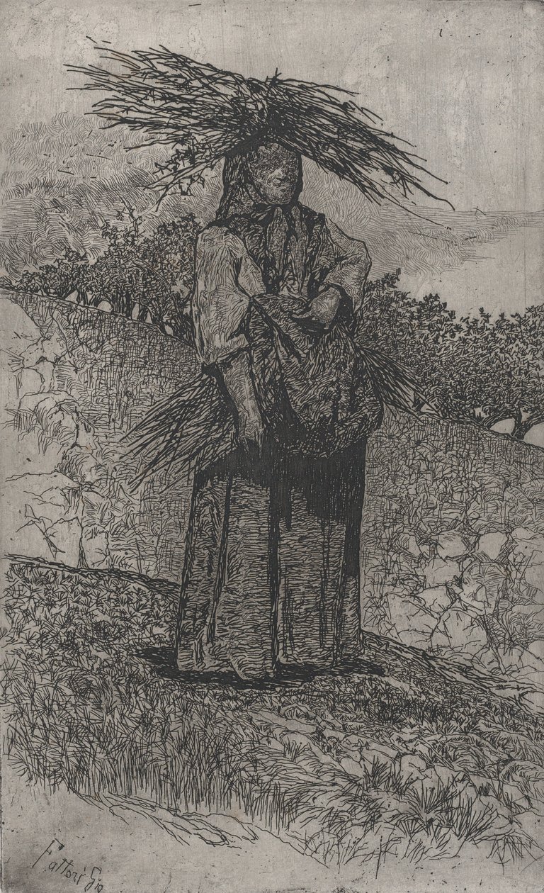 Camponesa colhendo gravetos, 1884-1908. de Giovanni Fattori