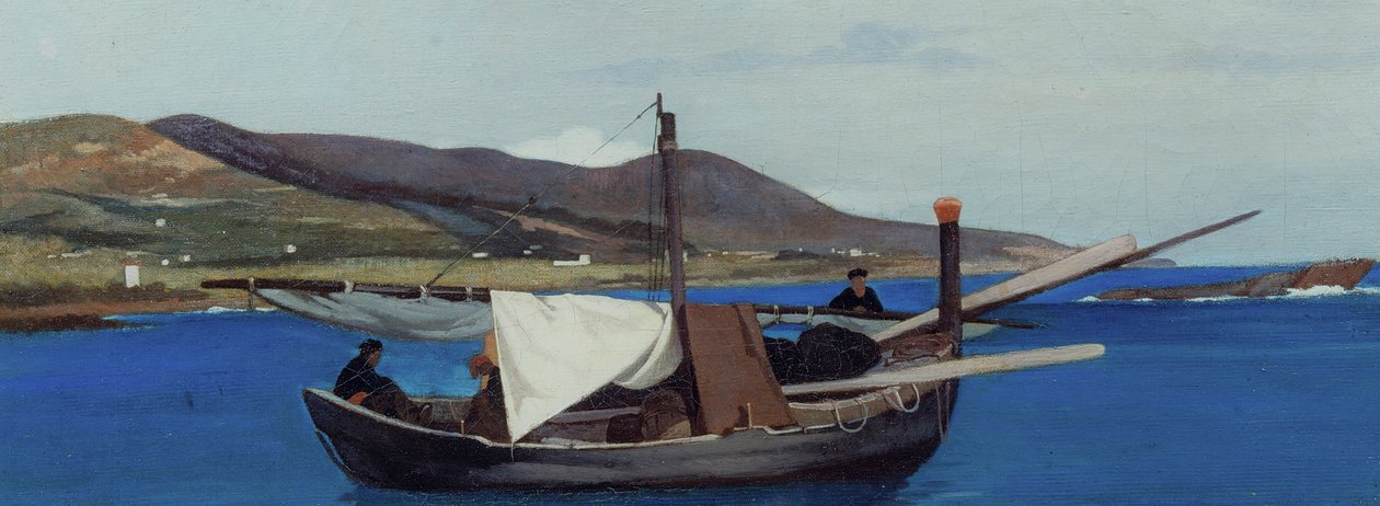 A Punta di Romito com barco de pesca, c.1866 (óleo sobre tela) de Giovanni Fattori