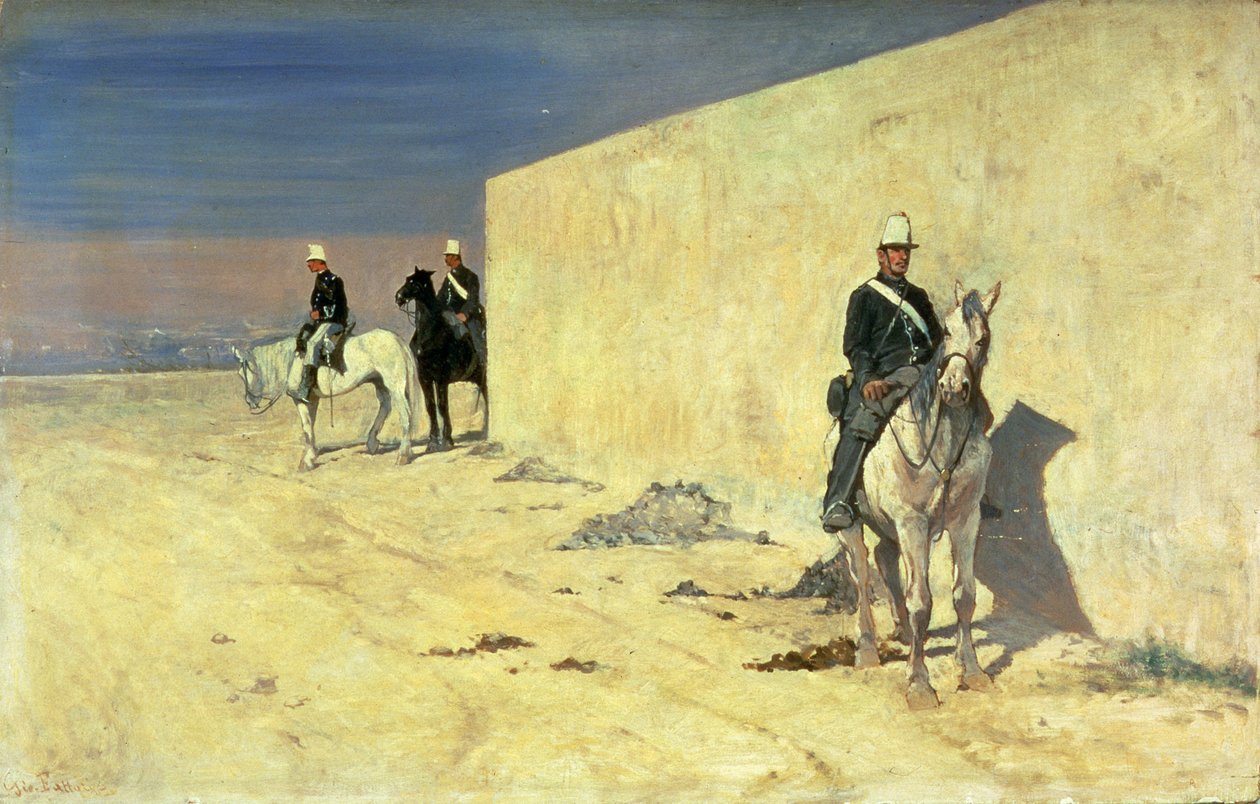 O relógio (a parede branca), c.1871 (painel) de Giovanni Fattori