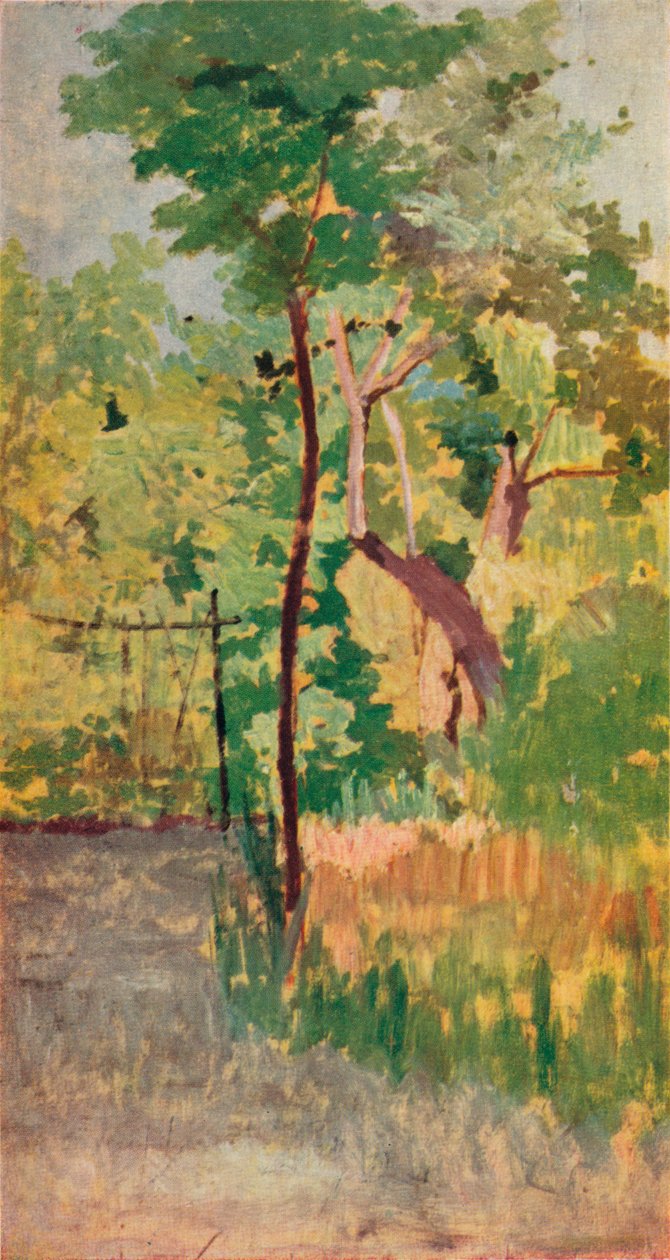 Árvore e Woodpath, século c19 de Giovanni Fattori