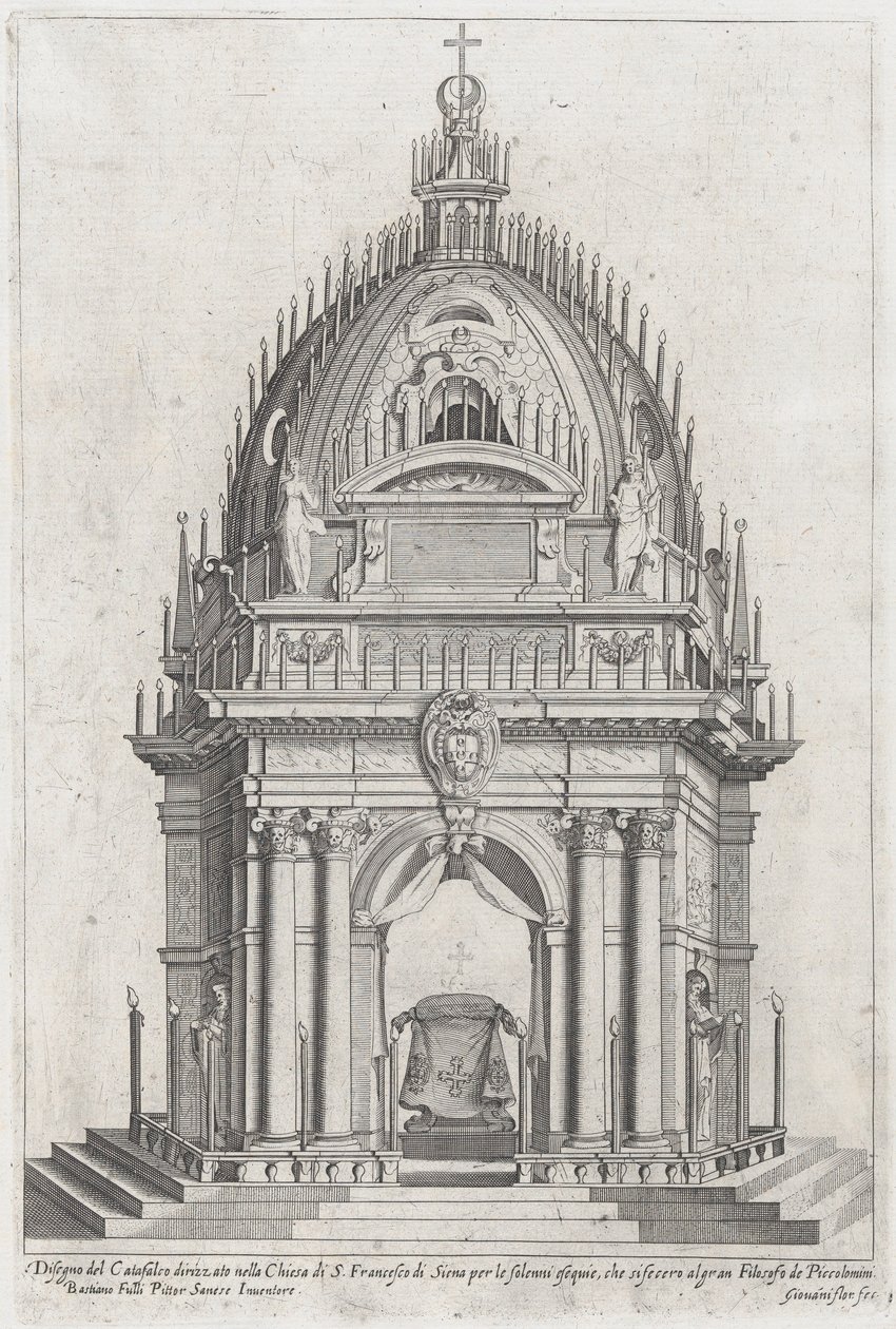 Projeto do catafalco para Francesco Piccolomini, 1607. de Giovanni Florimi