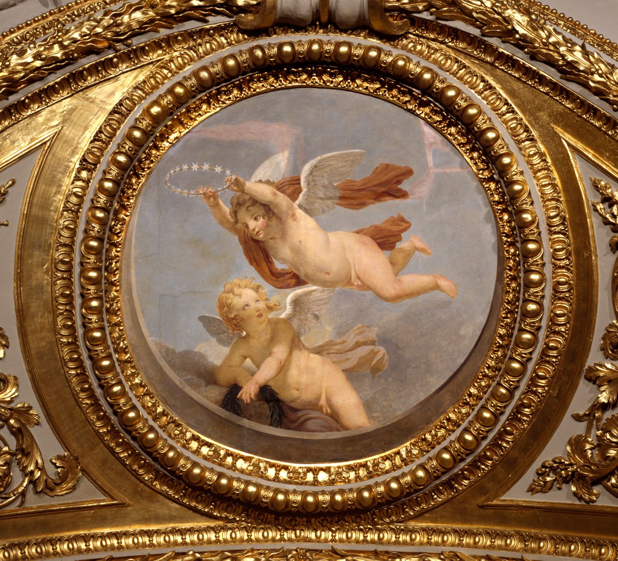 O amor. Pintura de Giovanni Romanelli (1601-1662) decorando o teto do Antonine Hall, quarto dos apartamentos de verão da Rainha Ana da Áustria (1601-1666). Por volta de 1655-1658. Paris, Museu do Louvre. de Giovanni Francesco Romanelli