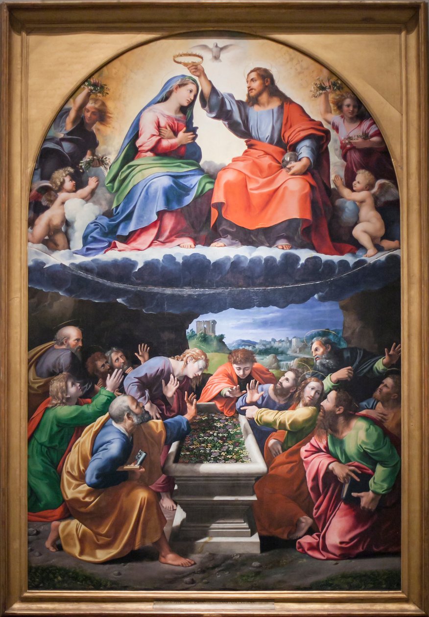 Coroação da Virgem, ou Madonna de Monteluce, c.1505-25 (óleo sobre painel) de Giovanni Francesco (c.1488 1528) Penni