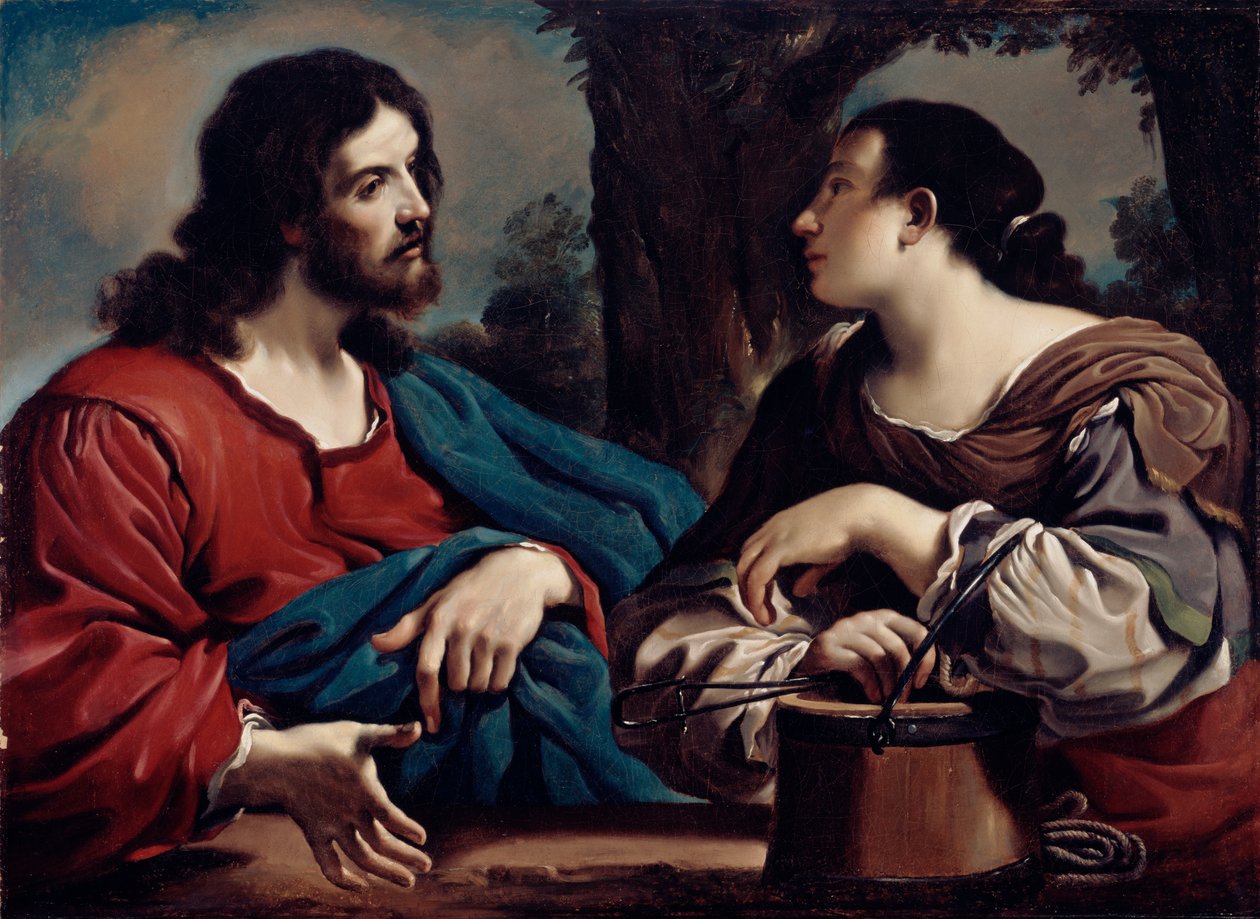 Cristo e a mulher de Samaria, c.1620 de Giovanni Francesco Barbieri
