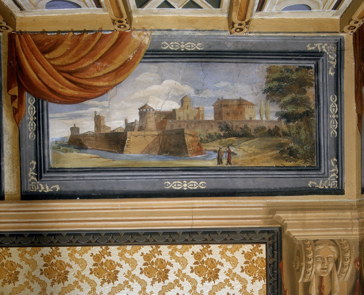 Paisagem rural, com, edifícios de Giovanni Francesco Barbieri