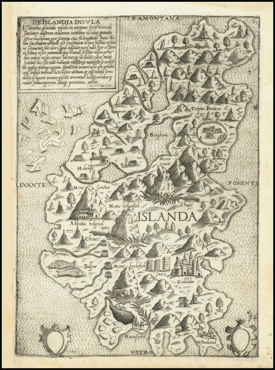 Mapa da Islândia da década de 1560, de Giovanni Francesco Camocio de Giovanni Francesco Camocio