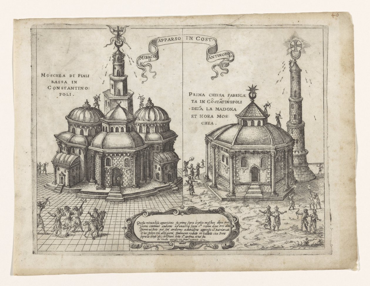 Milagre cristão aconteceu em Constantinopla Miracolo apparso em Costantinopolis (título no objeto) de Giovanni Francesco Camocio