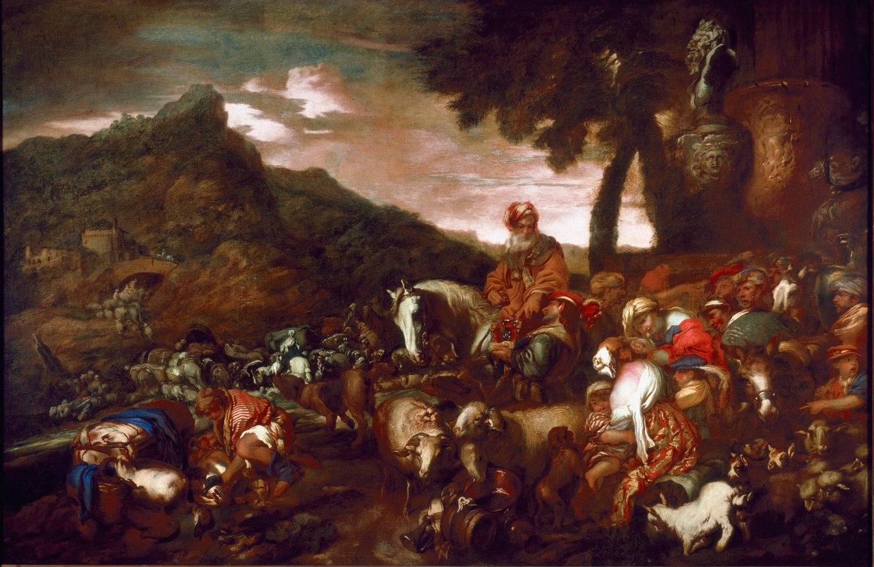 A Viagem de Abraão Pintura de Giovanni Benedetto Castiglione dit il Grechetto (1610-1665) 1654 Galleria di Palazzo Rosso Genes de Giovanni Francesco Castiglione