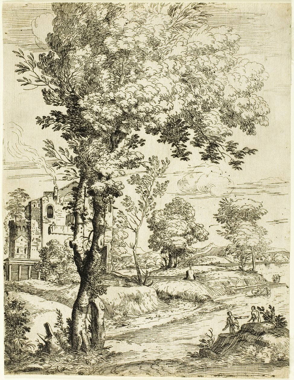 Paisagem com uma casa de Giovanni Francesco Grimaldi