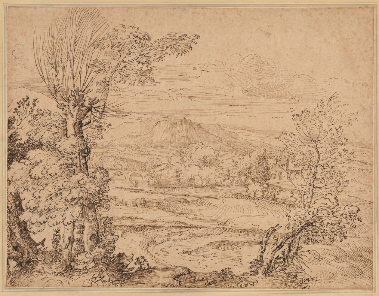 Paisagem com rio e aqueduto de Giovanni Francesco Grimaldi
