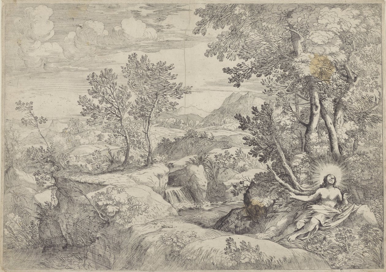 Paisagem com a penitente Maria Madalena de Giovanni Francesco Grimaldi