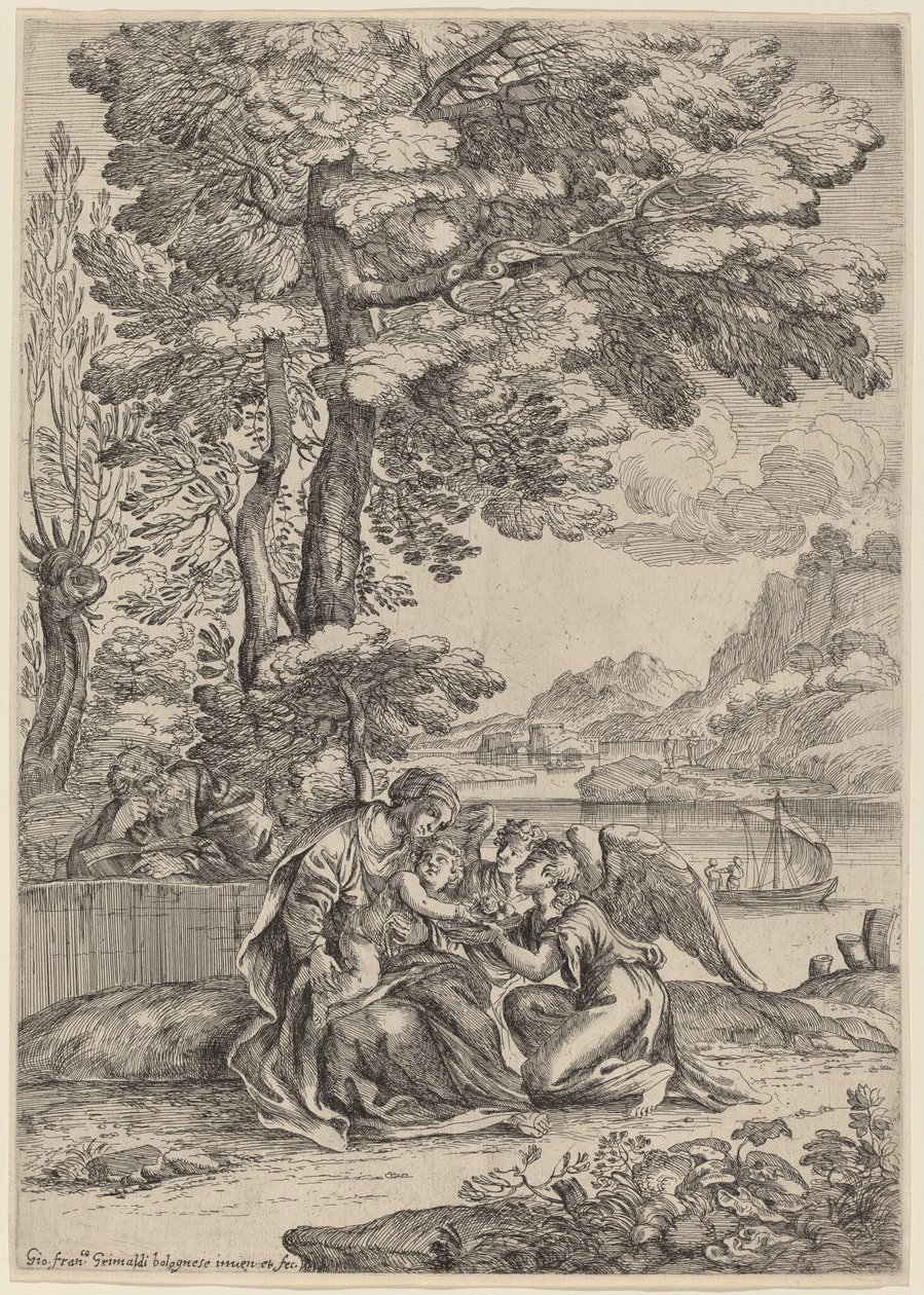 O descanso na fuga para o Egito de Giovanni Francesco Grimaldi