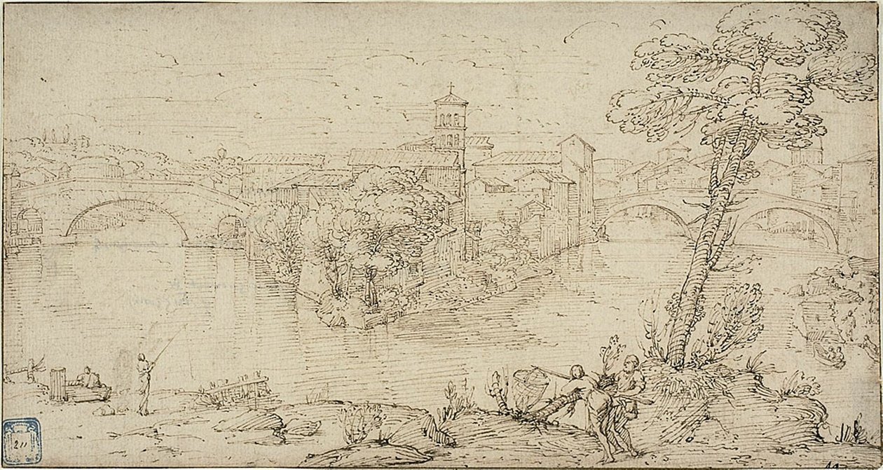 Vista da Isola Tiberina de Giovanni Francesco Grimaldi