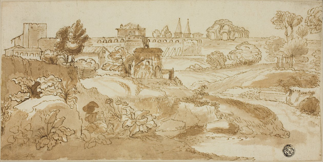 Vista de Roma, com a Via Appia de Giovanni Francesco Grimaldi