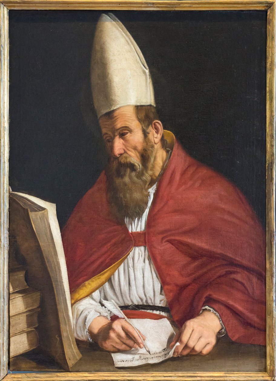 Bispo canonizado, possivelmente Santo Agostinho de Giovanni Francesco Guerrieri
