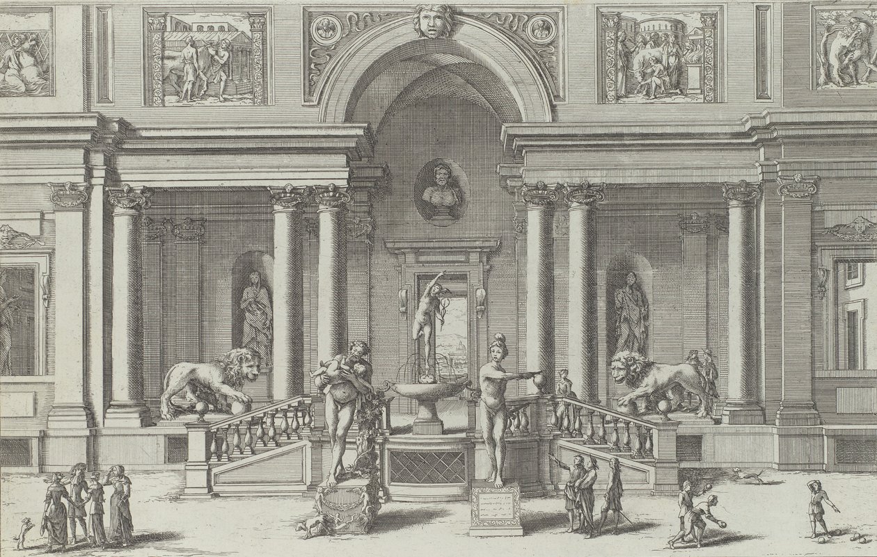 Fonte de Mercúrio no jardim da Villa Medici..., 1691 ou depois. de Giovanni Francesco Venturini