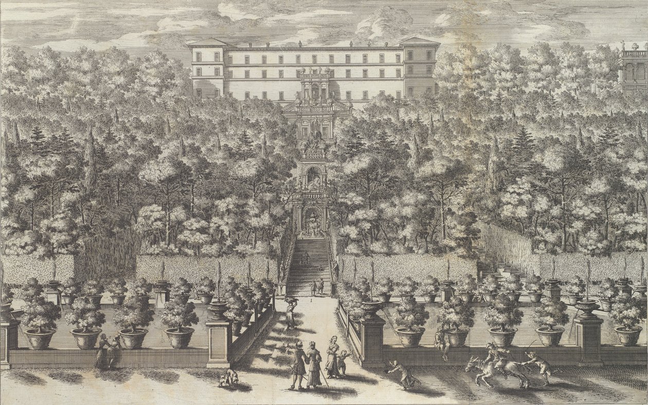 Vista do Palácio do Chão do Jardim com as suas Fontes..., 1691 ou depois. de Giovanni Francesco Venturini