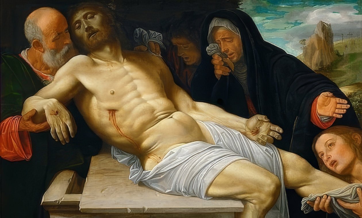 A lamentação de Cristo. Por volta de 1515-1520 de Giovanni Girolamo Savoldo